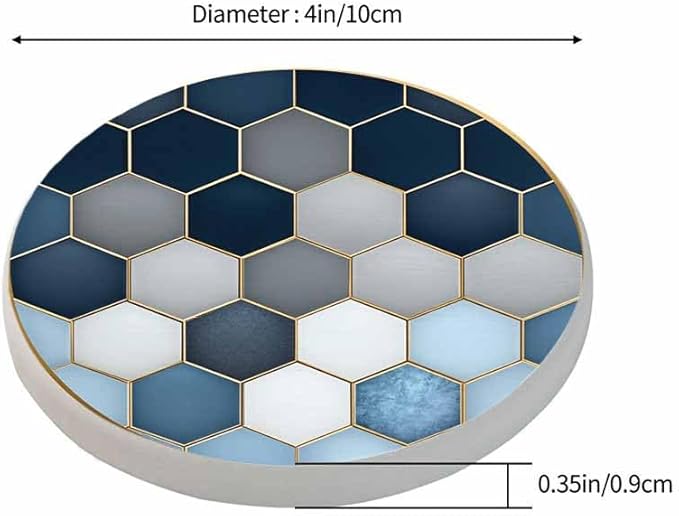 Soft Blue Gradient Cubes Drink Coasters Modern Marble Geometric Diamond Luxury Marbling Grid Housewarming Presentss for New Home Present for Friends,2 Pcs,4 X 4 X 0.35 Inches