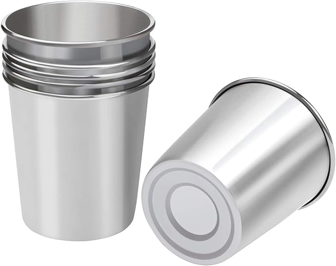 Ruisita Resinta 6 Pack 5 oz Stainless Steel Cups Metal Shatterproof Stackable Pint Drinking Cups for Kids