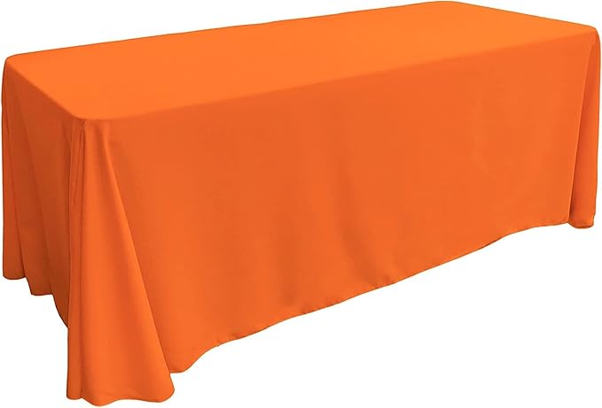 LA Linen Polyester Poplin Washable Rectangular Tablecloth, Stain and Wrinkle Resistant Table Cover 90x132, Fabric Table Cloth for Dinning, Kitchen, Party, Holiday 90 by 132-Inch, Orange
