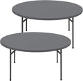 Round Spandex Tablecloth 2 Pack, Elastic Fitted Waterproof Tablecloths for 57"-68" Tables, Stretch Washable Picnic Table Cover for Camping, Dining, Indoor and Outdoor, Grey