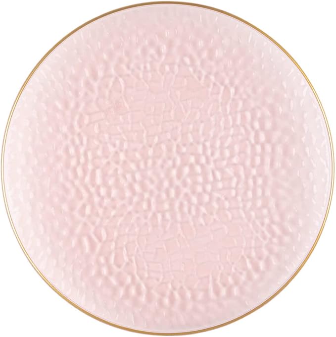 PARTY BARGAINS 13-Inch Charger Plates - 48 Pack, Hammered Pink Gold Rim, Heavy-Duty Disposable Chargers for Elegant Dining - Ideal for Weddings and Formal Events
