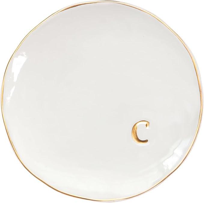 COLLECTIVE HOME - Ceramic Jewelry Tray, Decorative Trinket Dish for Rings Earrings Necklaces Bracelet Watch Keys, Birthday Mother's Day Christmas Gift for Women, 4.75", Glossy (c)