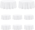 PureFit 8 Pack Round White Table Cloths 90 Inch for Round Tables, Stain and Wrinkle Resistant Table Linens for Home Use, Wedding, Party, Banquet and Camping
