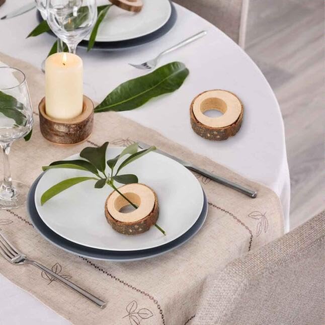 Rustic Wooden Napkin Rings,Handmade Creative Napkin Round Holder for Dinner Table & Wedding Party Decoration Napkin Rings (10)