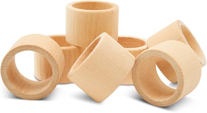 Classic Unfinished Wooden Napkin Rings Set of 24, 1-1/2 inch Wood Napkin Rings for Crafts & Table Decor, by Woodpeckers