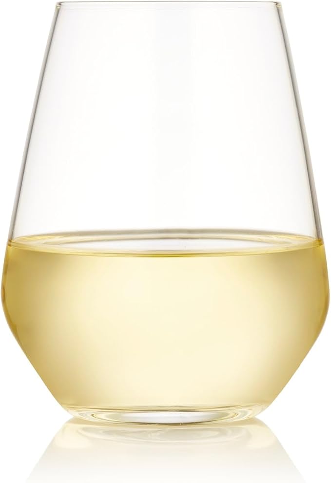 Libbey Signature Greenwich Stemless Wine Glasses Set of 6, Modern Wine Glasses for Red and White Wine, Ideal Stemless Wine Glass Set for All Occasions