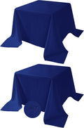 Fokitut 2 Pack Waterproof Square Tablecloth, 90x90 Inch, Stain Resistant and Wrinkle Polyester Table Cloth, Fabric Table Cover for Kitchen Dining, Wedding, Party, Holiday Dinner-Royal Blue