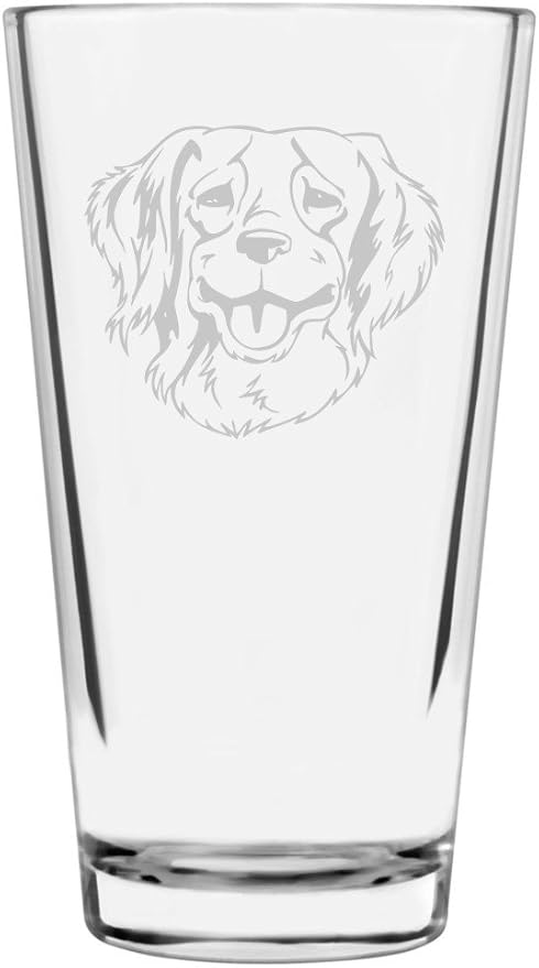 French Brittany Custom Personalized Dog Themed Etched All Purpose 16oz Pint Glass