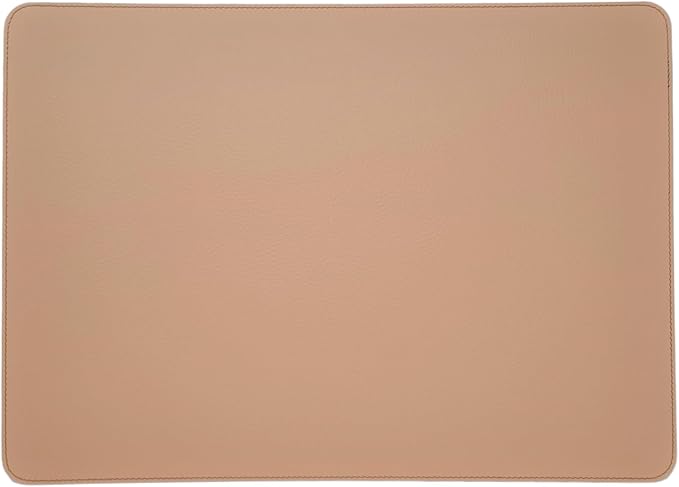 Nikalaz Set of 6 Placemats Made of Recycled Leather (18"x13", Light Camel)