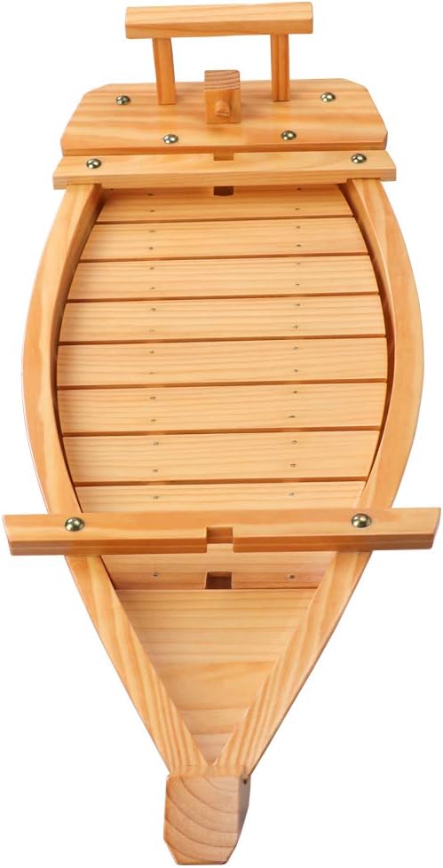 Kichgather 20" Wooden Sushi Serving Tray Boat Plate for Restaurant or Home