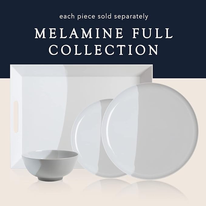 Thomas Fuchs Creative 1/2 & 1/2 Melamine Side Plates Set of 4, Chip and Break-Resistant, Durable Salad Plates, Kid-Friendly Dessert Plates for Indoor and Outdoor, Dishwasher Safe, Silver/Gray