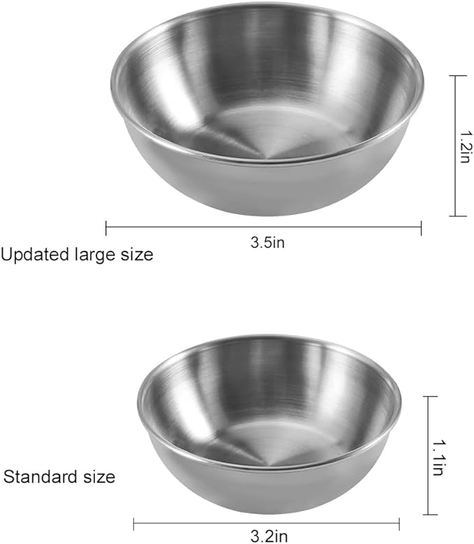 8 Pack 3.5inch Stainless Steel Sauce Dishes Mini Individual Saucers Bowl Round Seasoning Dishes Sushi Dipping Bowl Appetizer Plates, Sliver