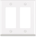 ELEGRP 2-Gang Decorative Wall Plates, Standard Size 4.53" H x 4.57" L Unbreakable Thermoplastic Faceplate Cover for Decorator Receptacle Outlet Switch, UL Listed (1 Pack, Glossy White)