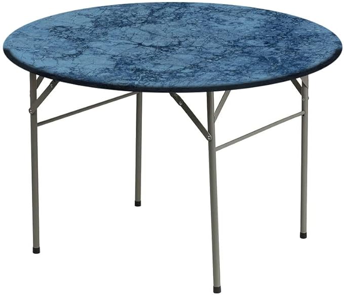Small Round Tablecloth, Marble Washable Polyester Table Cloth for, Abstract Crack Pattern, Fit Round Tables 32inch Diameter, for Dinner Kitchen Party Decoration, Blue