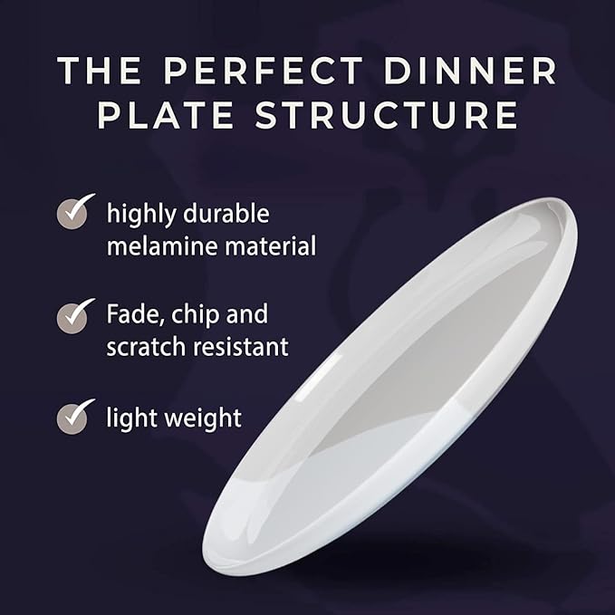 Thomas Fuchs Creative 1/2 & 1/2 Melamine Side Plates Set of 4, Chip and Break-Resistant, Durable Salad Plates, Kid-Friendly Dessert Plates for Indoor and Outdoor, Dishwasher Safe, Silver/Gray