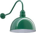 Steel Lighting Co. Hollywood Bowl Light | Outdoor Wall Mounted | 15 inch Bowl Dome | 23 inch Gooseneck | Barn Light Made in America | Green Exterior/White Interior