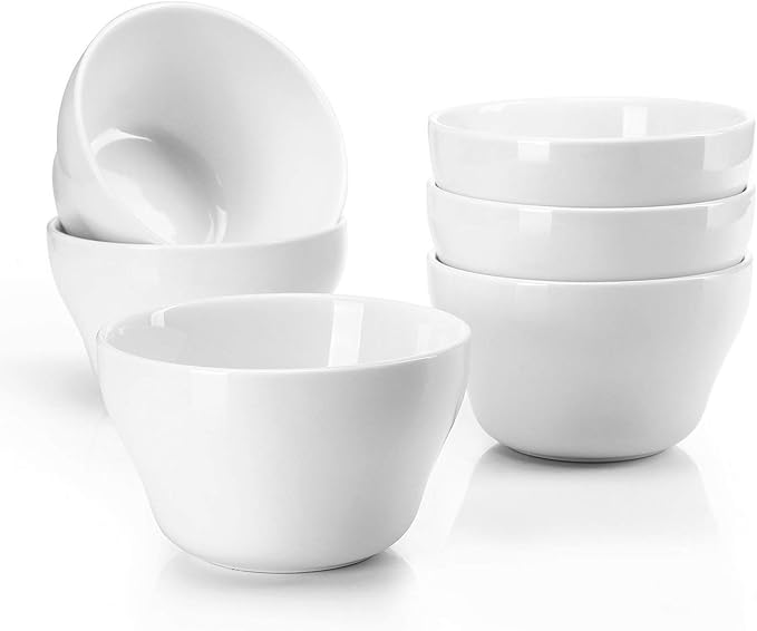 Sweese Set of 6 Porcelain Bouillon Cups, White High-Grade Durable Professional, 6.0 Count