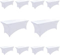 10-Pack 4ft White Spandex Table Covers for Rectangular Folding Tables - Wrinkle Resistant Stretch Tight Table Cloths - Fitted Table Protector for Parties, Trade Shows, Banquet, and Wedding