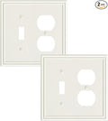 2-Pack Combo Toggle/Duplex Light Switch Cover Plate, Light Almond Wall Outlet Cover Plate, Decorative Wall Receptacle Cover for Electrical Outlets, Light Switch, Durable Solid Zinc Alloy