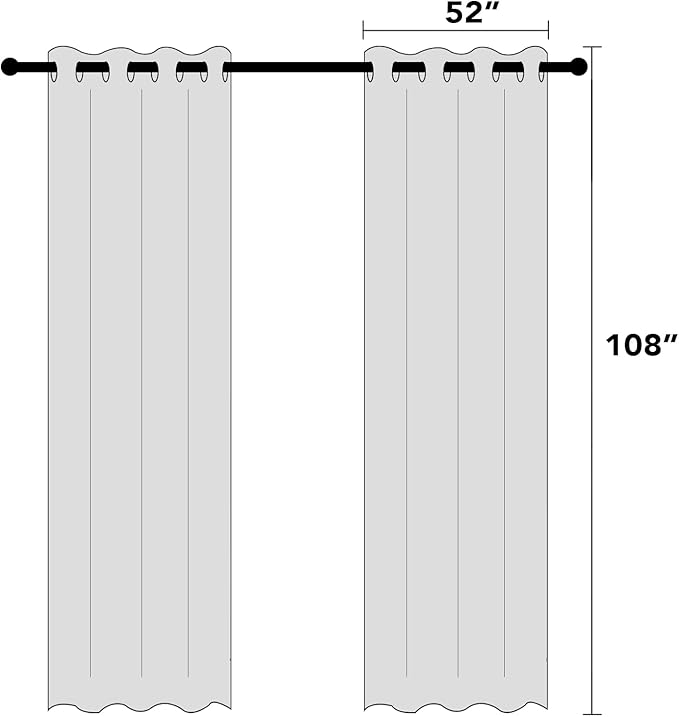 PrinceDeco Blackout Curtains 108 Inches Long 2 Panels Set for Bedroom Noise Reducing Window Treatment Drapes for Nursery Living Room Grommet Full Blackout Curtains with White Liner,Cobblestone