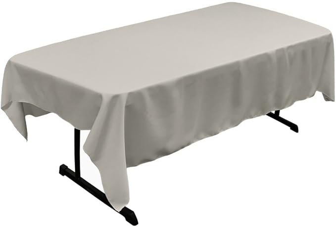 LA Linen Polyester Poplin Washable Rectangular Tablecloth, Stain and Wrinkle Resistant Table Cover 60x102, Fabric Table Cloth for Dinning, Kitchen, Party, Holiday 60 by 102-Inch, Gray Light