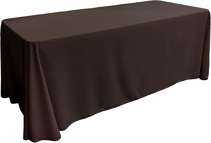 LA Linen Polyester Poplin Washable Rectangular Tablecloth, Stain and Wrinkle Resistant Table Cover 90x132, Fabric Table Cloth for Dinning, Kitchen, Party, Holiday 90 by 132-Inch, Brown