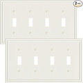 2-Pack Quad Toggle Light Switch Cover Plate, Durable Zinc Alloy Decorative Switch Plate Covers, Light Almond 4 Gang Switch Plates, Corrosion Resistant