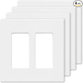 AIDA 4 Pack Screwless Wall Plate cover, 2 Gang Wall Plate Screwless Outlet Switch Covers Outlet Covers Switch Plate Wall Plates for Electrical Outlets and Switches, UL Listed -Matte White