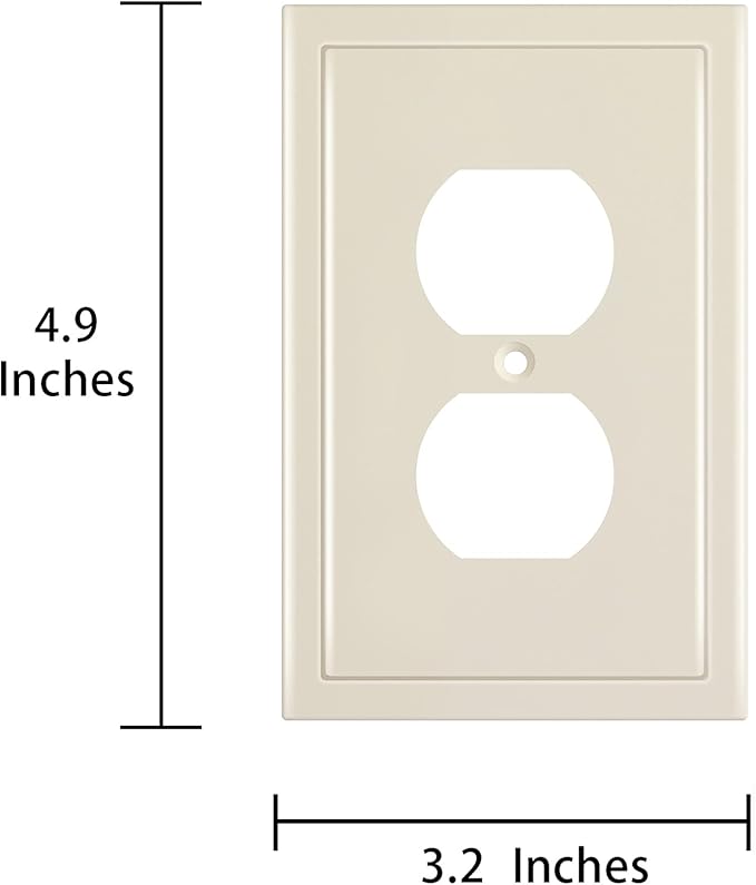 Henne Bery Modern Edge Decorative Wall Plate Switch Plate Outlet Cover, Durable Solid Zinc Alloy (Single Duplex 2PK, Light Almond)