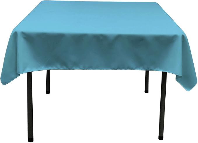 LA Linen Polyester Poplin Washable Square Tablecloth, Stain and Wrinkle Resistant Table Cover 58x58, Fabric Table Cloth for Dinning, Kitchen, Party, Holiday 58 by 58-Inch, Turquoise Dark