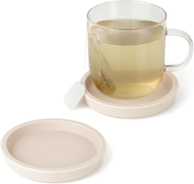Carrotez Thick Silicone Coasters for Drinks, Round Bulky Cup Coasters for Coffee Table, Desk, Set of 2 - Ivory