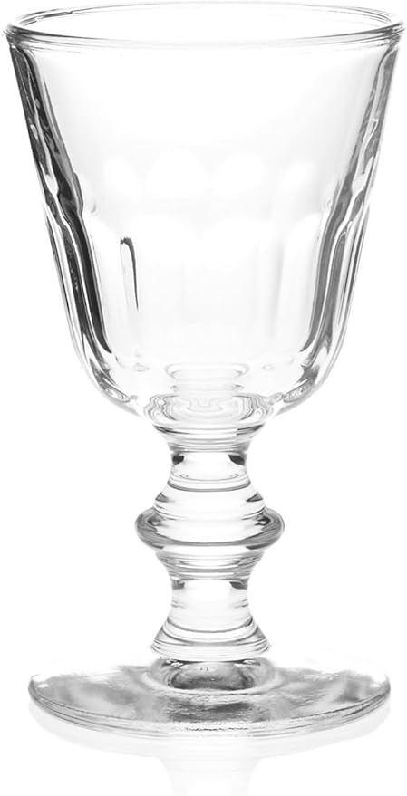 La Rochere Perigord Glass Water Glasses Set of 6 – Classic French Water Cups with Faceted Ribbed Silhouette – Pressed Glass Tumblers on Stem for Juice, Iced Beverages & Everyday Entertaining (7.4 Oz)