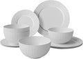 Yoshy 12-Piece White Bone China Dinnerware with Lightweight Durable Chip Resistant Design Service for 4 (12 Piece - Service for 4, Streamsong)