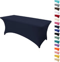 6FT Table Cloth for Rectangular Fitted Events Stretch Navy Blue Table Covers Washable Spandex Tablecloth Protector for Party, Wedding, Cocktail, Banquet, Festival
