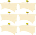 HAISIWLKJ 6 Pack Table Cloth 8ft Beige Tablecloths for Rectangle Folding Table Spandex Fitted Stretch Cover Wrinkle Resistant Washable Protector for Party, Wedding, Banquet, Festival.