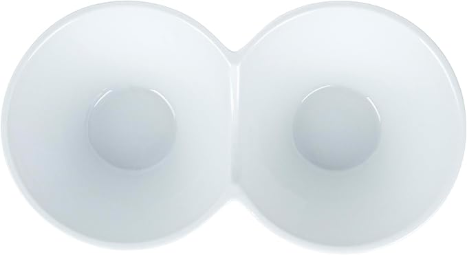 Restaurantware-9.1 x 4.9 x 2.3 Inch Double Dip Bowls, 1 Microwavable Condiment Server - 2 Compartments, Microwavable, White Porcelain Dip Tray, Dishwashable, For Snacks, Condiments, Or Toppings