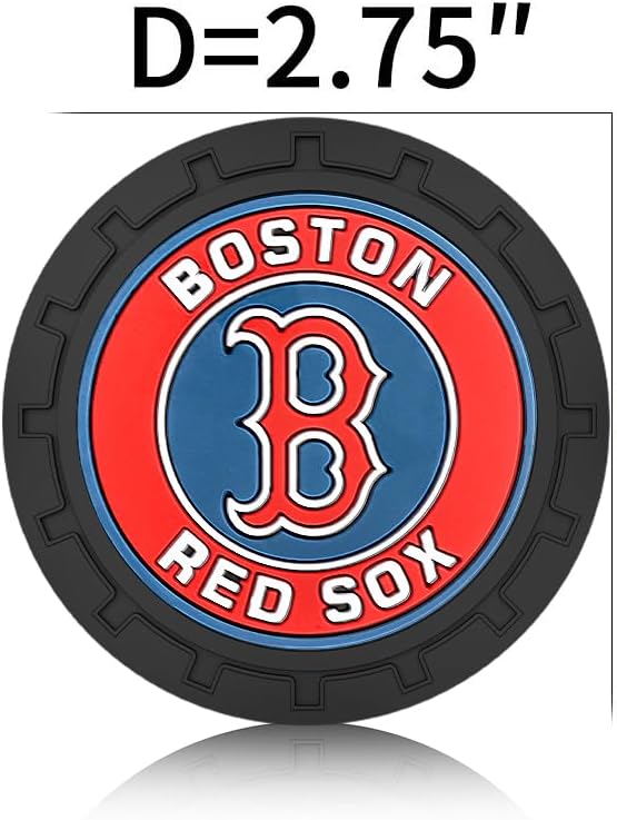Silicone Red Sox Car Cup Holder Coasters,Baseball Fans Car Coasters for Boston Red Sox Fans, Non-Slip Universal Fit Cup Holder Insert