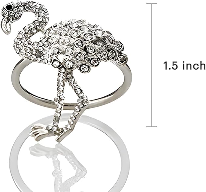 Decozen Set of 8 Silver Napkin Rings in Flamingo Design Festive Table Decor Setting for Holiday Wedding, Birthday, Kitchen, Home Decor Housewarming Gift - Mothers Day Decorations