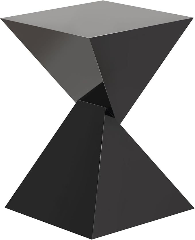 BECHAEO 12.6" Black Acrylic Side Table, Lightweight Irregular Design, Modern End Table for Small Spaces, Versatile Nightstand for Living Room Bedroom & Patio, Versatile Indoor/Outdoor Accent Table