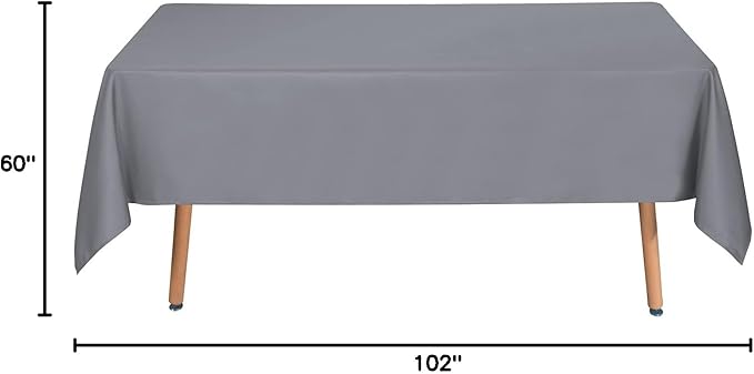 sancua Rectangle Tablecloth - 60 x 102 Inch - Stain and Wrinkle Resistant Washable Polyester Table Cloth, Decorative Fabric Table Cover for Dining Tables, Buffet Parties and Camping, Light Grey