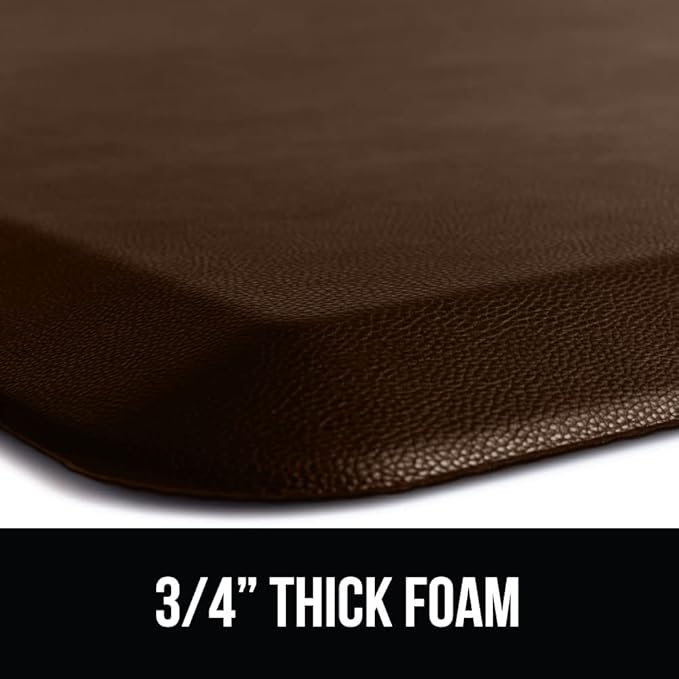 GORILLA GRIP Comfortable Cushioned Kitchen Mats for Floor, Waterproof and Stain Resistant Soft Top, 3/4 Inch Thick Ergonomic Standing Desk Anti Fatigue Mat, Foam Supports Ankles and Feet, 17x24, Brown