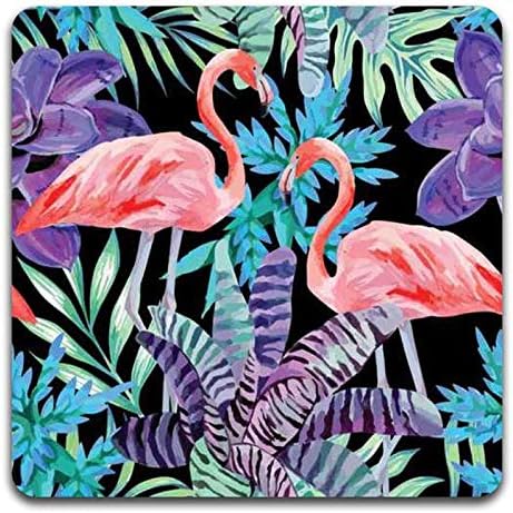 Tropical Flamingo Square Coaster Set - Made of Recycled Rubber - Set of 4