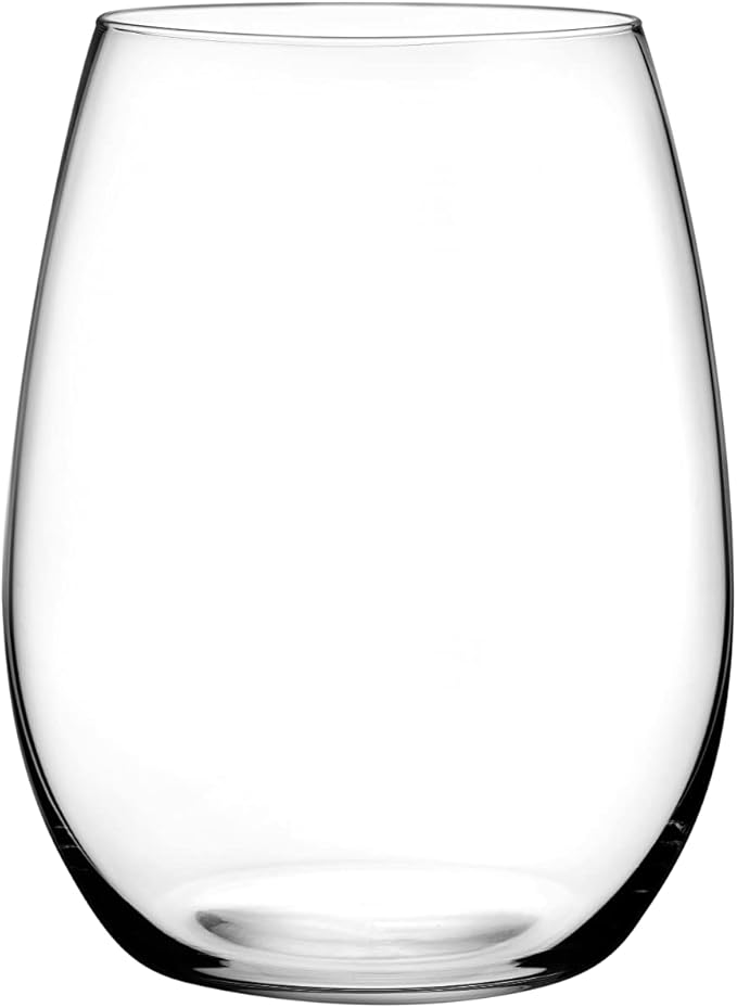 NUDE Pure Set of 4, Bordeaux Wine Stemless Glasses 20.75 oz, |Smooth Rim|, Clear Glass Wine Tumbler, Ideal for Cocktails & Perfect for Homes & Bars