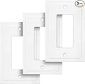Henne Bery Modern Edge Decorative Wall Plate Switch Plate Outlet Cover, Durable Solid Zinc Alloy (Single Decorator 3PK, White)