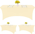 HAISIWLKJ 3 Pack Table Cloth 6ft Beige Tablecloths for Rectangle Folding Table Spandex Fitted Stretch Table Cover Wrinkle Resistant Washable Table Protector for Party, Wedding, Banquet, Festival.