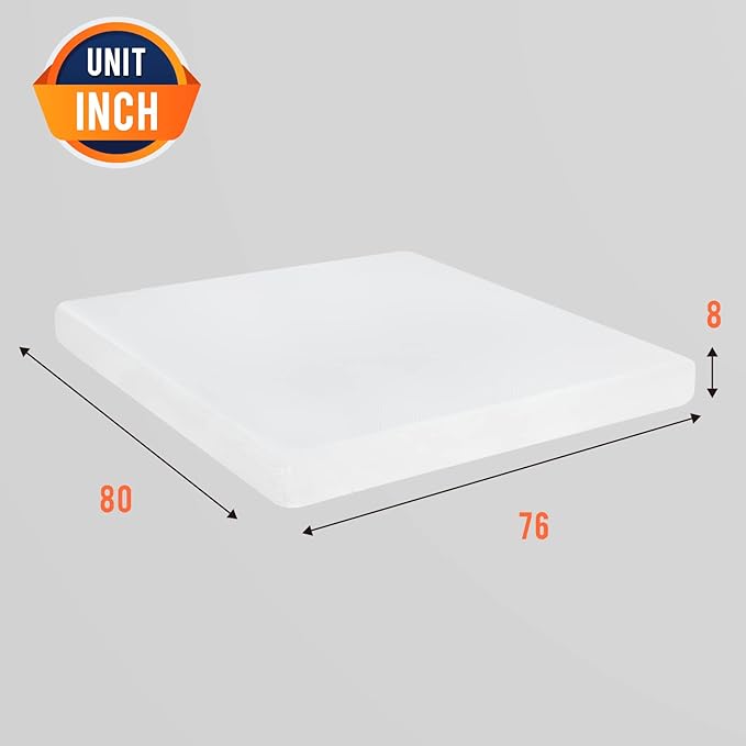 FDW Memory Foam Mattress King Size,8 inch Gel Mattress for Cool Sleep Pressure Relief, Medium Firm Mattresses Fiberglass Free/CertiPUR-US Certified/Bed-in-a-Box/Pressure Relieving
