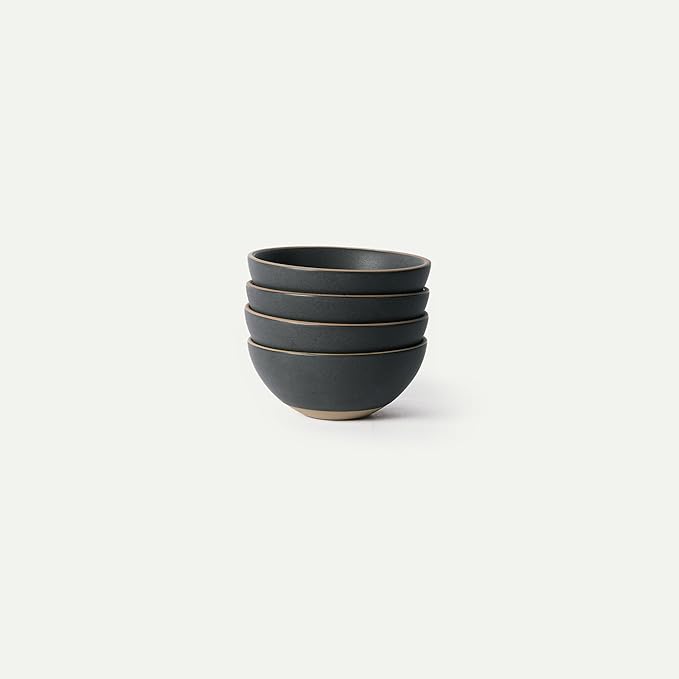 MORA Small Bowls Set of 4, 16oz Ceramic Pottery Dessert Bowls - Microwave, Oven and Dishwasher Safe - Liquorice