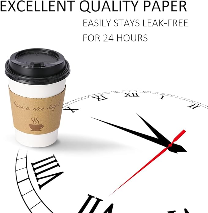 100 pack 12 oz Disposable Thickened Coffee Cups with Lids, Scald Resistant Hot Cup with Sleeve and Straw, To Go Coffee Cups for Home, Office, Cafes and Party (White 12oz)