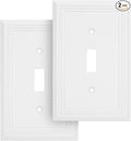 Henne Bery Sunken Pearls Heavy Duty Decorative Wall Plate Switch Plate Outlet Cover (Single Toggle, 2 Pack, White)