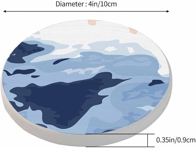 Texture of The Cloud Table Coasters for Drinks Orange White Blue Camouflage Color Mixed Pattern 100% Diatomite Home and Dining Room Bar Decor 4 X 4 X 0.35 Inch for Men Women